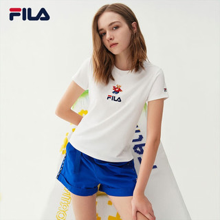 FILA 斐乐女士短袖T恤夏季休闲运动内搭t恤运动上衣潮 标准白-F51W328152FWT 175/92A/XL