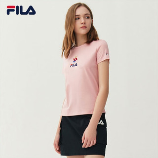 FILA 斐乐女士短袖T恤夏季休闲运动内搭t恤运动上衣潮 麦町粉-F51W328152FPK 155/76A/XS