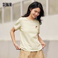 森马（Semir）罗小黑短袖T恤女印花俏皮上衣夏2024卡通圆领套头衫109324100002 香草白10710 XS