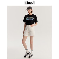 E·LAND 衣恋 Eland衣恋短袖t恤女夏季学院风圆领字母印花短袖上衣女