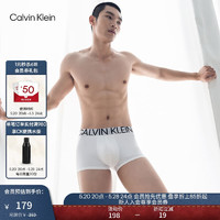 Calvin Klein内衣男士ck醒目提花轻薄贴身防夹臀低腰四角裤平角内裤男NB1702O 100-白色 L