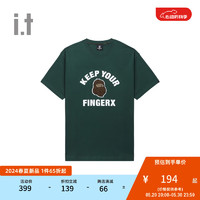 fingercroxx it 男装圆领短袖T恤2024春夏休闲时尚半袖00506XM GRD/墨绿色 XL