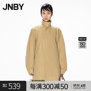 JNBY/江南布衣春秋风衣女休闲宽松翻领中长款立领外套棉质5N1914180 746/暗金菊黄 M