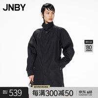 JNBY/江南布衣春秋风衣女休闲宽松翻领中长款立领外套棉质5N1914180 001/本黑 M