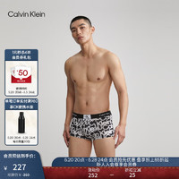 Calvin Klein内衣【CK96系列】男士ck满印轻薄低腰防夹臀四角裤内裤男NB3406 ACA-太空黑底白字母 L