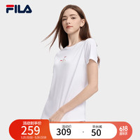 FILA斐乐女子短袖T恤 夏季基础简约时尚休闲短袖衫 标准白-WT 180/96A/XXL