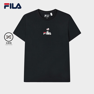 FILA斐乐女子短袖T恤 夏季基础简约时尚休闲短袖衫 正黑色-BK 155/76A/XS