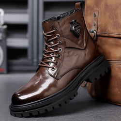 老人头laorentou马丁靴超纤皮橡胶底