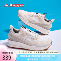 KAPPA卡帕男鞋运动鞋子男2024网面老爹鞋透气防滑跑步鞋软底休闲鞋 经典白/新奇卡其/天鹅白 39