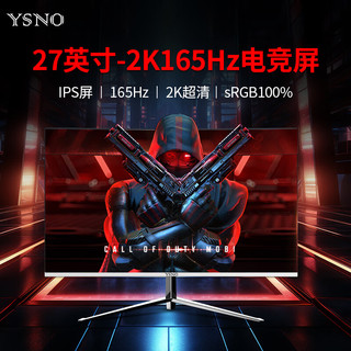 亚胜诺（YSNO）显示器电脑27英寸 高清电影屏幕 办公显示屏便携 电竞游戏屏 节能液晶屏2K 27英寸2K165hz曲面白色