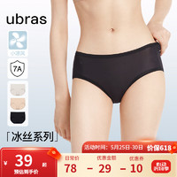 清凉抗菌舒适三角裤：Ubras 24年新品冰丝超薄透气内裤女士中腰（3条装）