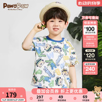 PawinPaw卡通小熊童装2024年夏季男宝宝满印印花休闲短袖套装 Blue蓝色/50 110