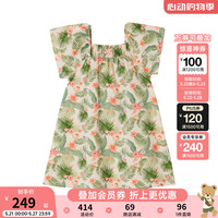 PawinPaw卡通小熊童装2024年夏季新款女童度假风连衣裙可爱俏皮 Green绿色/40 1