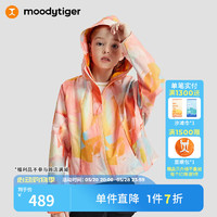 moodytiger梭织外套女童外套春秋印花防风衣儿童连帽防风衣| 魔幻 拉斯科红 150cm