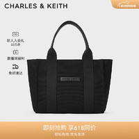 CHARLES&KEITH24夏简约手提大容量帆布托特包女CK2-30151435 Noir黑色 XL