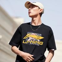 LI-NING 李寧 短袖男士夏季籃球印花上衣半袖圓領體恤運動T恤