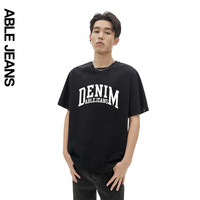 ABLE JEANS 24夏季新款TEE男士复古文字街头宽松短袖T恤81249 黑色 XS