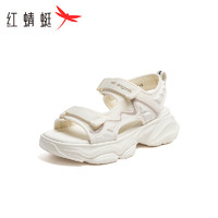 红蜻蜓运动凉鞋女24夏款增高厚底魔术贴休闲凉鞋 WBK24110米色38