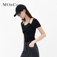 MO&Co. 摩安珂 MOCO2022夏新品假两件针织衫上衣薄款短袖MBB2SWTT07