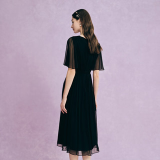 拉珂蒂（La Koradior）2024女装气质修身长裙短袖连衣裙 黑色