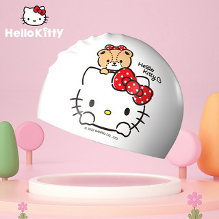 Hello Kitty儿童泳帽男女童时尚防水泳帽专业训练硅胶游泳帽 浅粉色