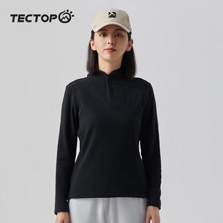 TECTOP 探拓 抓绒衣女户外防风保暖立领柔软舒适  46ZR 经典黑 L 女款经典黑