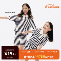 little MO&Co.两件套装 little moco童装24夏女童亲子装条纹短袖polo衫短裤 蓝白条色 120/60