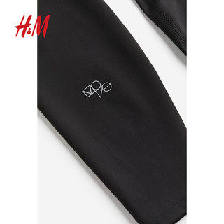H&M【DryMove™】女士裤2024夏季高腰舒适运动紧身裤1202401SL 黑色 160/72