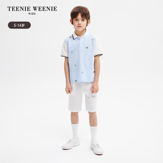 Teenie Weenie Kids小熊童装男童24年夏季款可爱撞色短袖POLO衫 蓝色 110cm