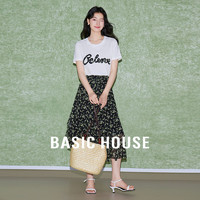 百家好（Basic House）短袖T恤半裙两件套A字裙时尚套装B0624B5H822 宁静之林 L