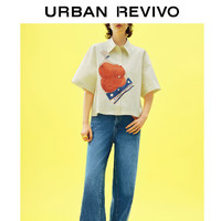 URBAN REVIVO 【水果系列】2024夏季女装时髦复古水洗牛仔长裤 UWU840068 蓝色 26