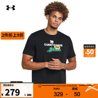 安德玛 UNDERARMOUR）春夏库里Curry Range男子高克重篮球运动印花短袖T恤1383865 黑色001 XL