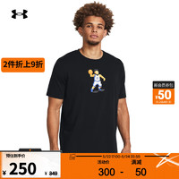 安德玛 UNDERARMOUR）春夏库里Curry Animated男子篮球运动印花短袖T恤1383868 黑色001 XXL