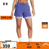 安德玛 UNDERARMOUR）春夏Launch女子二合一跑步运动短裤1376759 碳蓝561 L