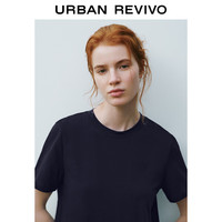 URBAN REVIVO 女士慵懒休闲字母垂坠感中长款连衣裙 UWU740049 墨蓝 XS