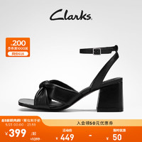 Clarks 其乐 女鞋纯粹65系列简约交叉带镂空凉鞋复古粗高跟单鞋女 黑色 261667494 36