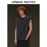 URBAN REVIVO 男士时尚百搭舒适棉质圆领坎肩背心 UMB440002 深灰  XS