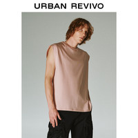 URBAN REVIVO 男士时尚百搭舒适棉质圆领坎肩背心 UMB440002 灰粉色 S