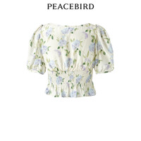 PEACEBIRD 太平鸟 女装2023年夏季新款花卉收腰上衣A1CDD2G02