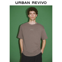 URBAN REVIVO 男士休闲百搭字母印花圆领短袖T恤 UMF440081 藕紫 S