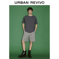 URBAN REVIVO 男士休闲百搭字母印花圆领短袖T恤 UMF440081 深灰 XS
