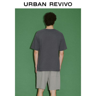 URBAN REVIVO 男士休闲百搭字母印花圆领短袖T恤 UMF440081 深灰 XL
