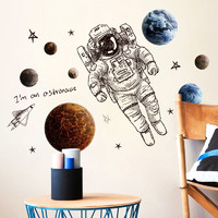 呢呢 创意太空宇宙星空墙贴纸3d立体儿童房间幼儿园自粘贴画墙画装饰品