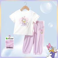 Disney baby 女童夏季装套装白T恤+防蚊裤夏季款婴幼