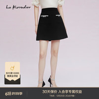 拉珂蒂（La Koradior）短裙女春夏小个子2024高腰包臀A字半身裙 黑色 S