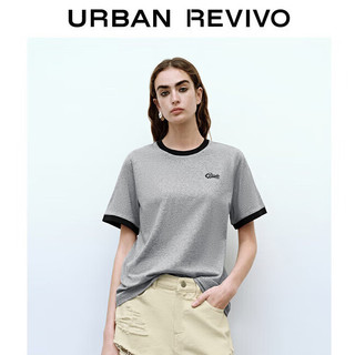 URBAN REVIVO 女士休闲简约撞色刺绣棉质T恤 UWV440136