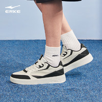 ERKE 鴻星爾克 夏季網面透氣板鞋男2024新款軟底鞋輕便耐磨運動鞋子 微晶白/正黑 43