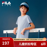 FILA斐乐童装儿童透气上衣2024夏季中大童男女童短袖运动T恤 雾冰蓝-QLB 110cm