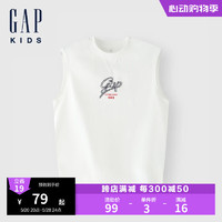 Gap男童2024夏季纯棉logo无袖T恤廓形宽松儿童装背心466266 白色 150cm(L) 亚洲尺码