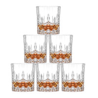CLITON 玻璃洋酒杯威士忌杯子6只装欧式水晶玻璃雕花啤酒烈酒杯
